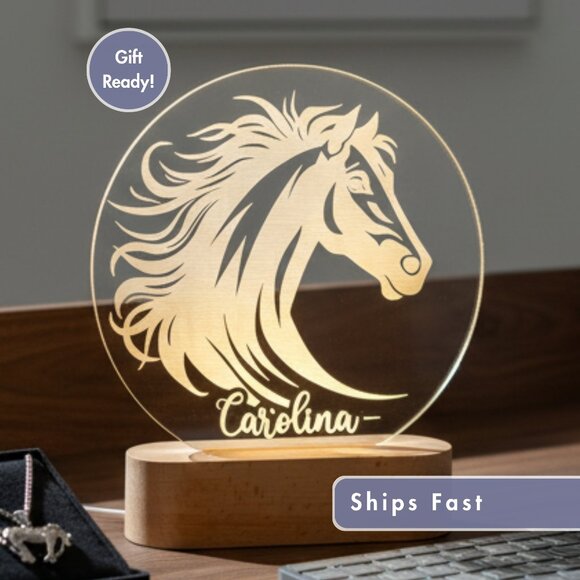 Horse Custom Name Light • Personalized LED Cloud Decor • Kids Gift - Picture 1 of 8